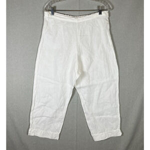 Bryn Walker Linen Pants Womens Size M White Pull On Cropped Wide Leg No Pockets